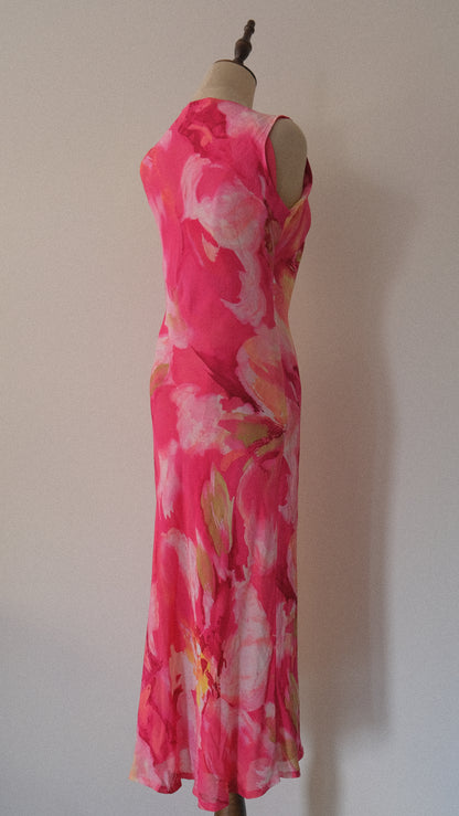 Hotpink floral summer dress (M)