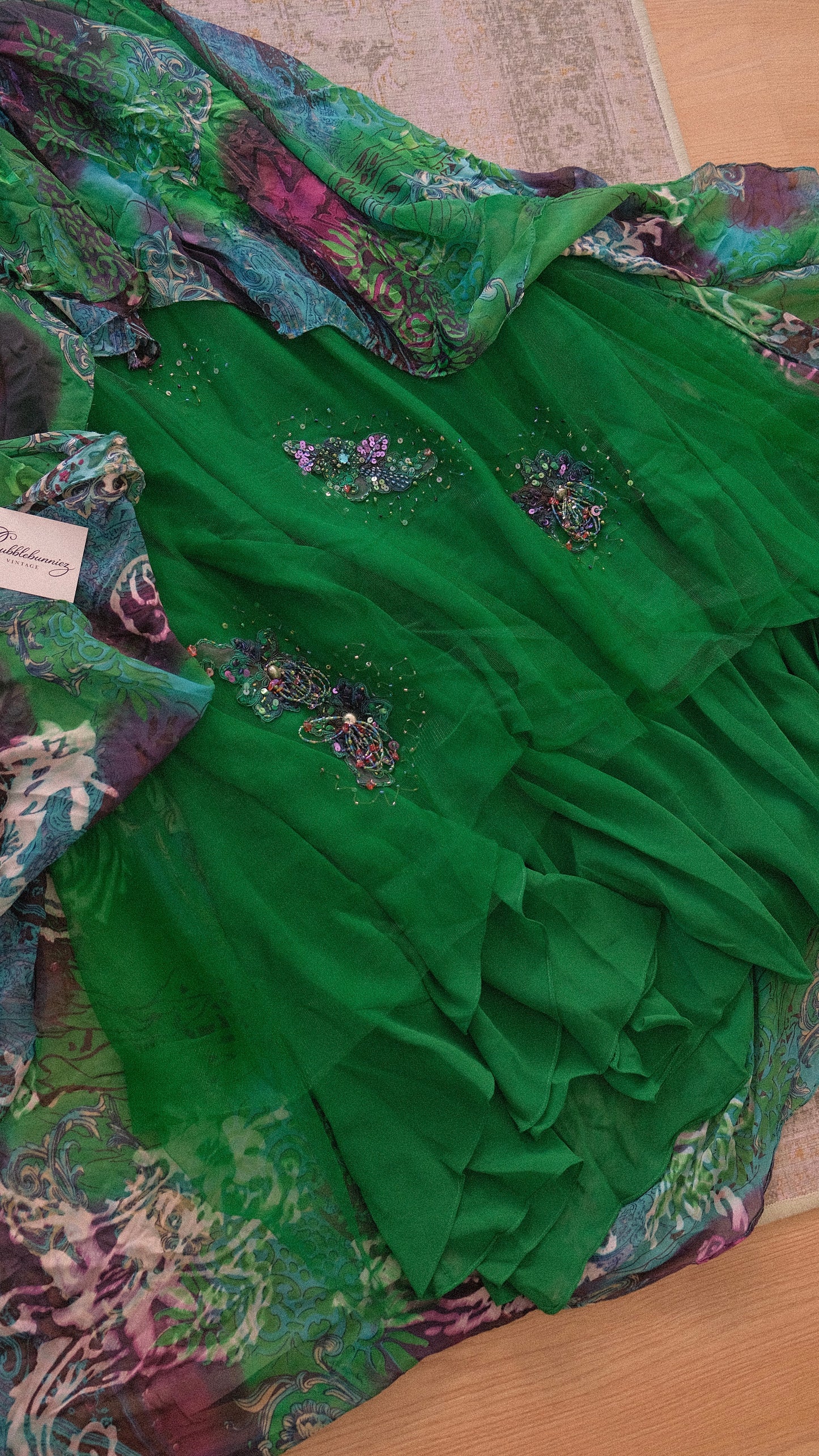 Dark green embellished bustier dress (M)