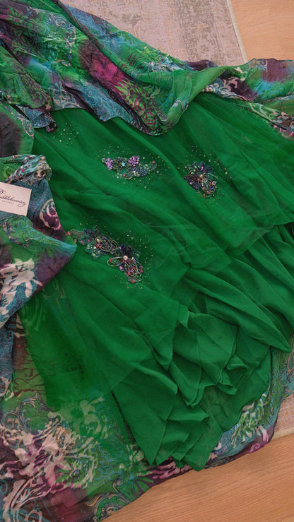 Dark green embellished bustier dress (M)