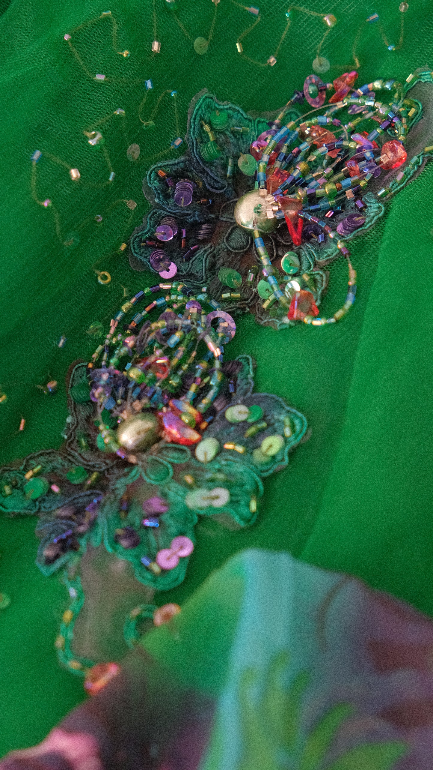 Dark green embellished bustier dress (M)