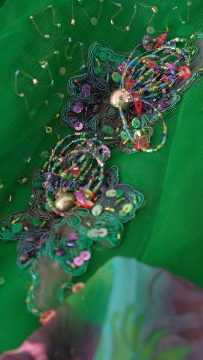Dark green embellished bustier dress (M)