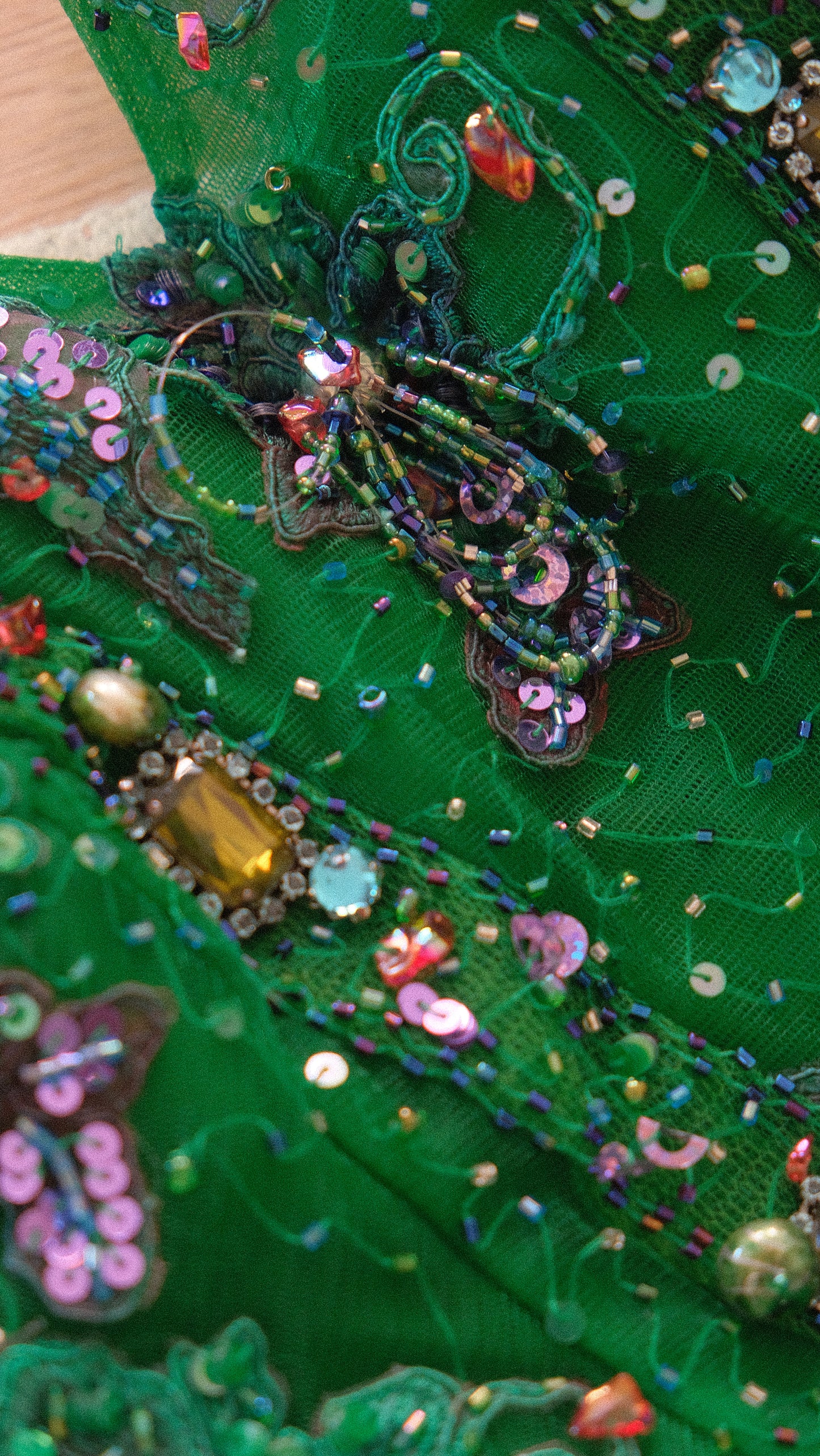 Dark green embellished bustier dress (M)
