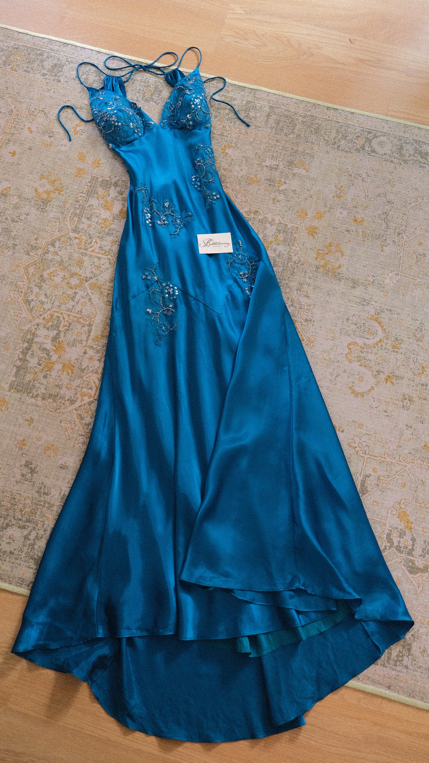 Vintage Niki Livas blue mermaid dress (M)