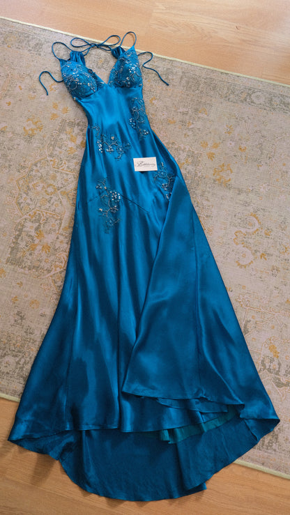 Vintage Niki Livas blue mermaid dress (M)