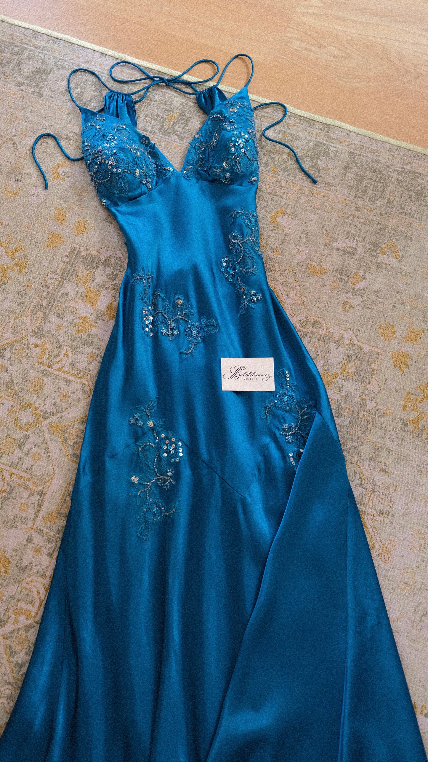 Vintage Niki Livas blue mermaid dress (M)