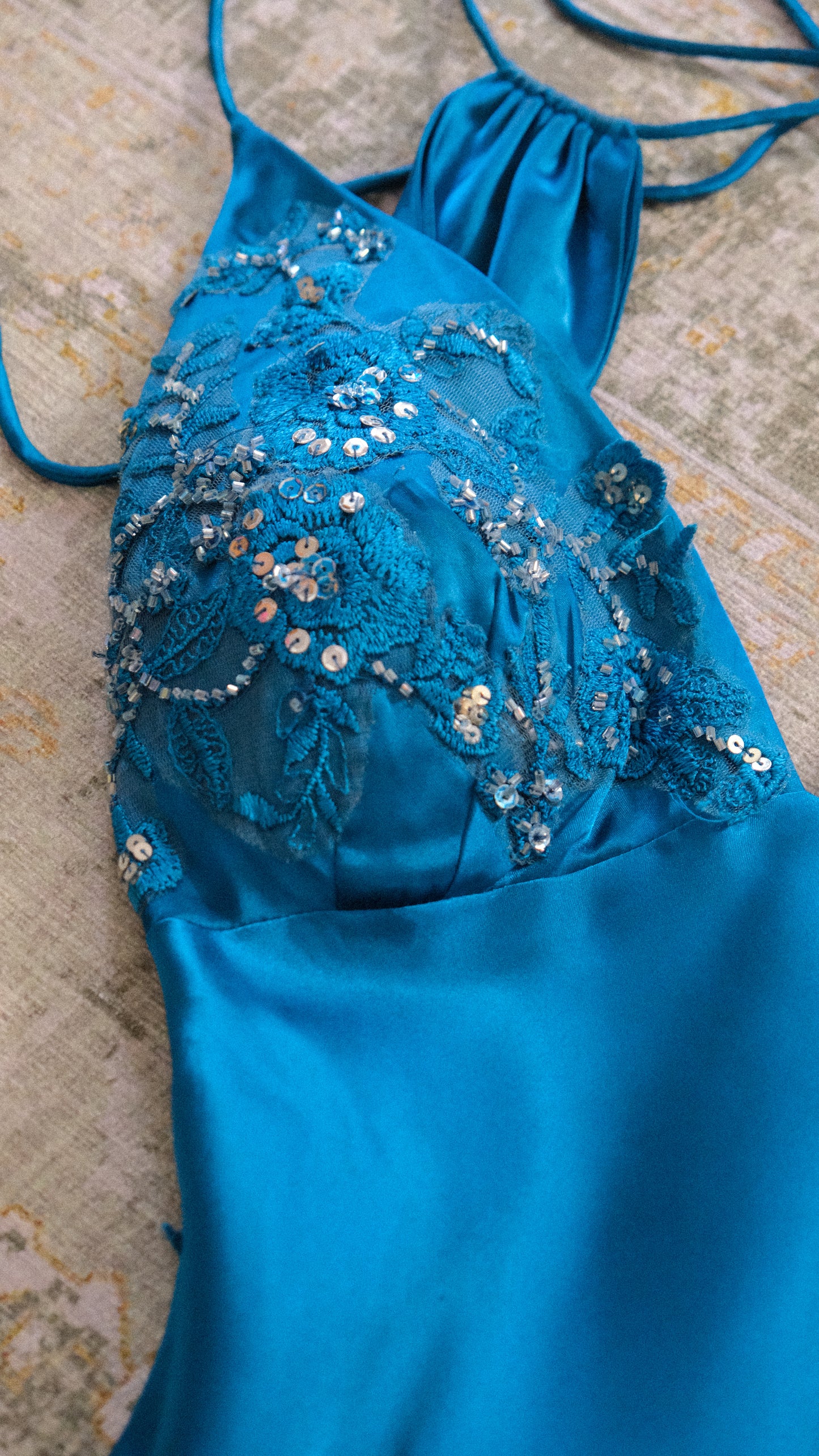 Vintage Niki Livas blue mermaid dress (M)