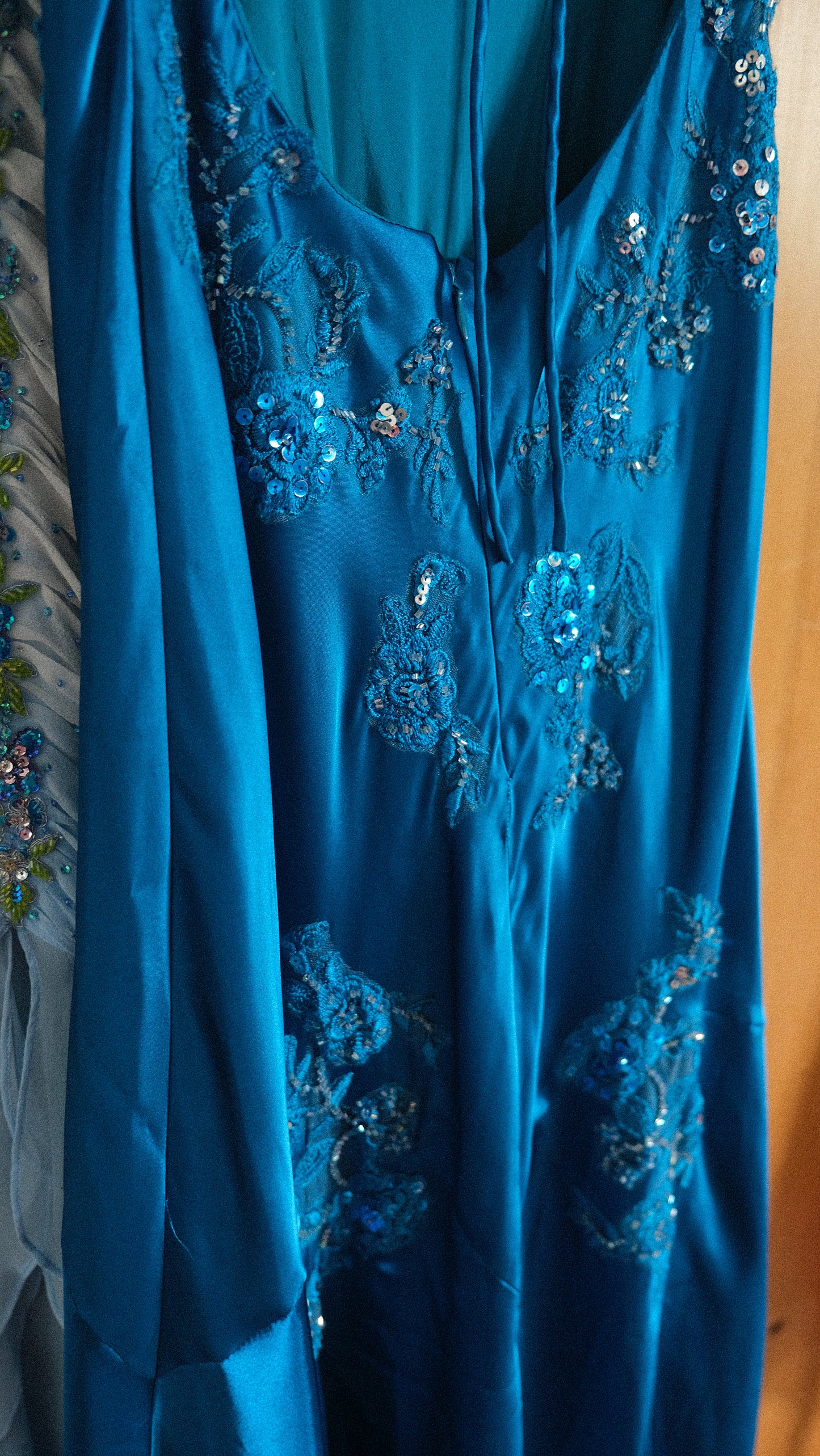 Vintage Niki Livas blue mermaid dress (M)