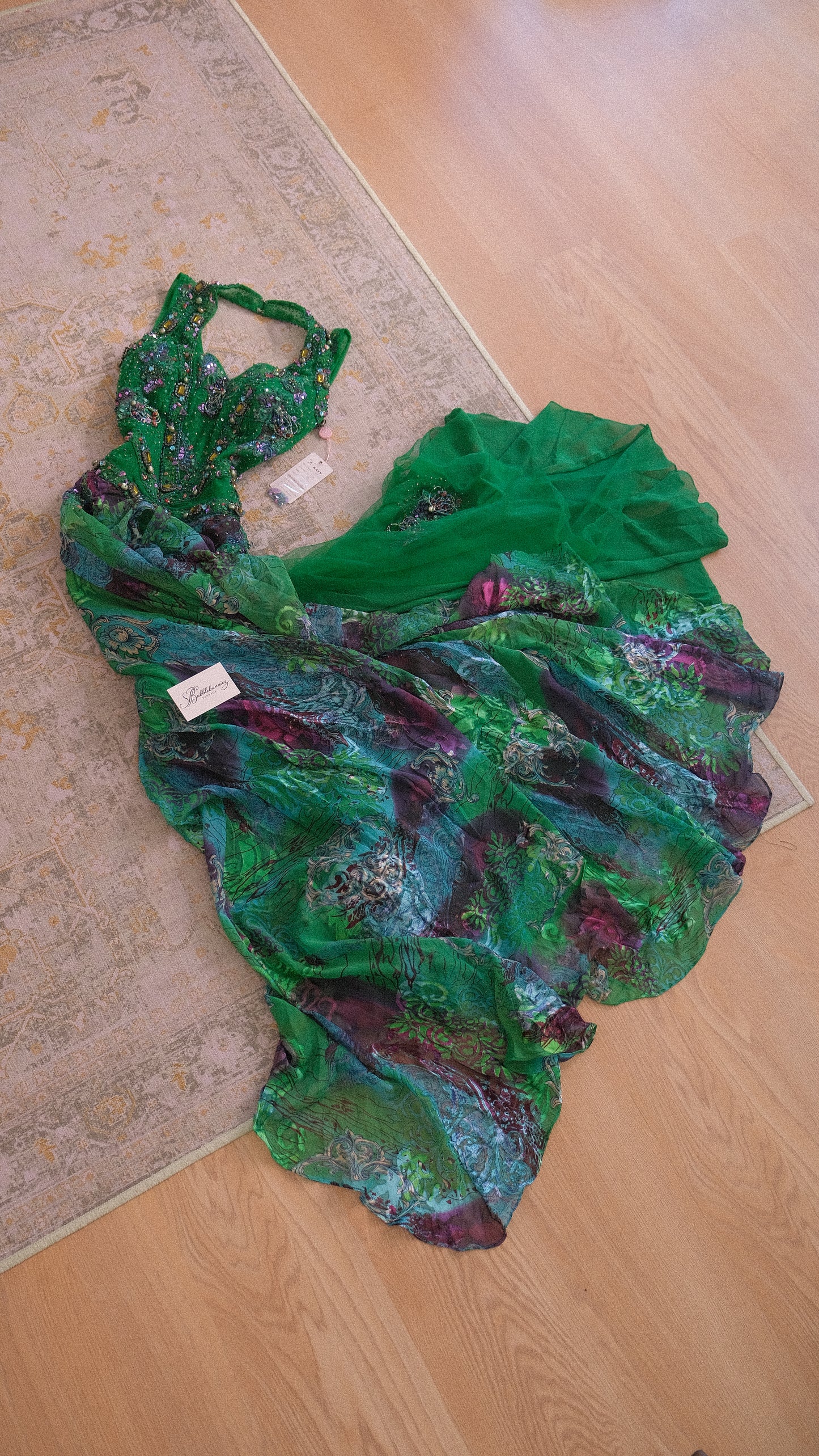 Dark green embellished bustier dress (M)