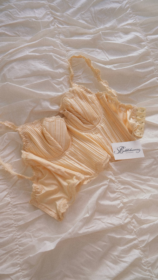 RARE Vintage La Perla 1996 butteryellow pleated corset (80C/36C)