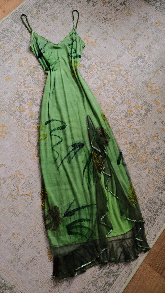 Ruffled Jade dress (M-L)