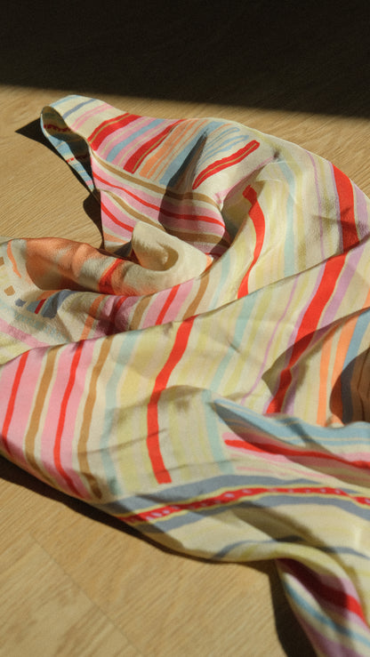 Colorful silk summer dress (M-L)