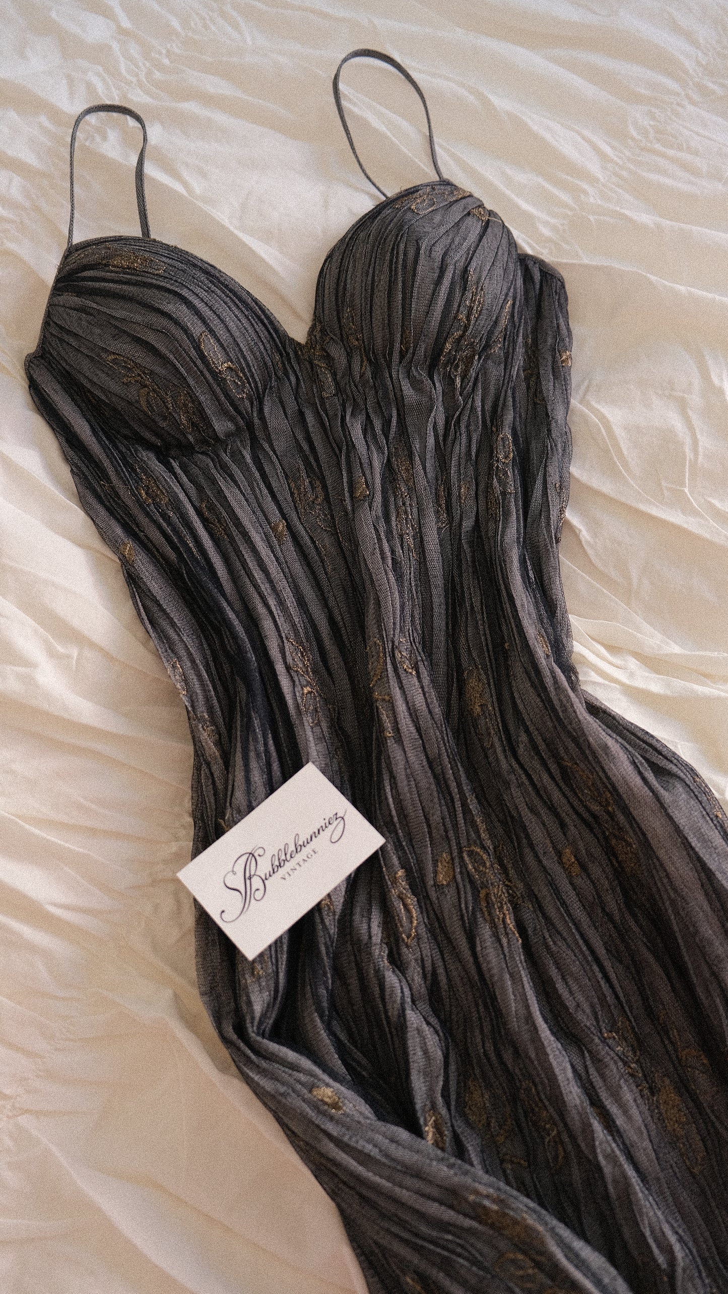 RARE Vintage La Perla dove grey & golden bustier dress (S/M-M)