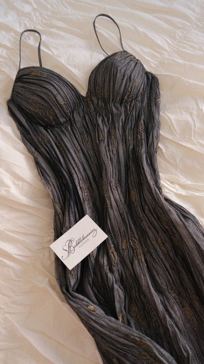 RARE Vintage La Perla dove grey & golden bustier dress (S/M-M)
