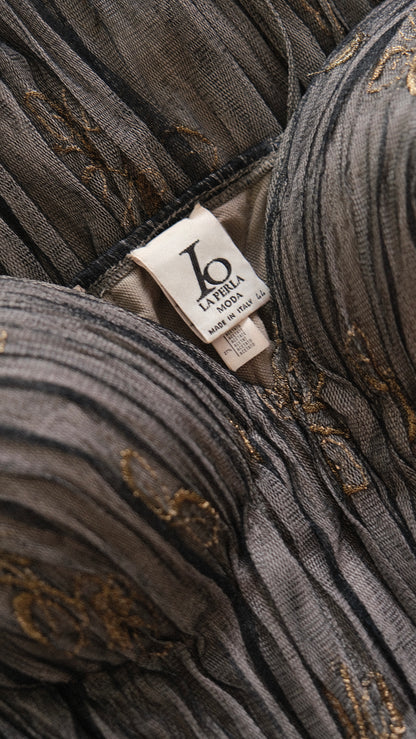 RARE Vintage La Perla dove grey & golden bustier dress (S/M-M)