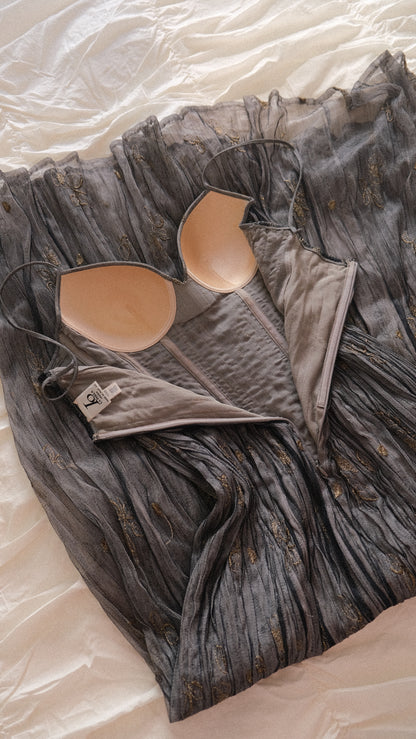 RARE Vintage La Perla dove grey & golden bustier dress (S/M-M)