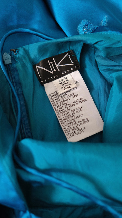 Vintage Niki Livas blue mermaid dress (M)
