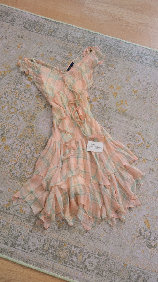Vintage Polo Ralph Lauren soft pink plaid dress (S/M-M)