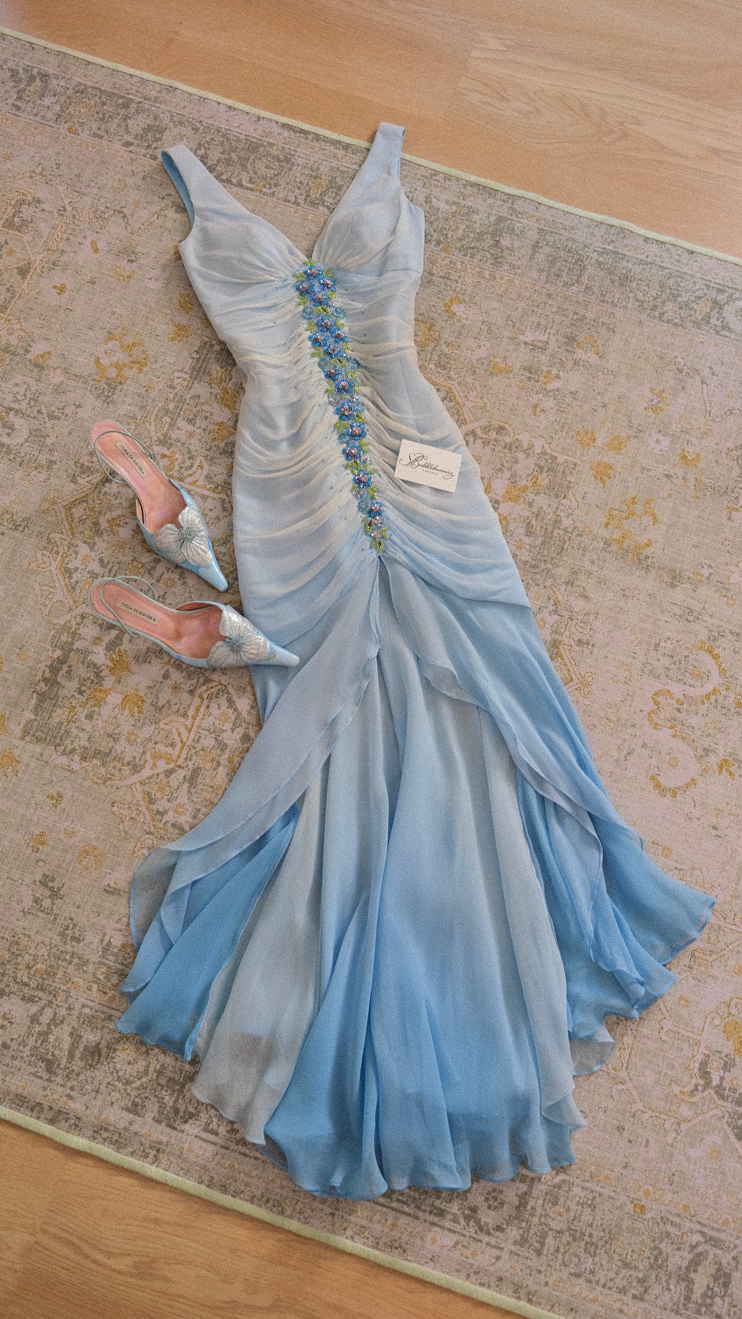 RARE Vintage Alyce flowy mermaid bustier dress (XS/S-S)