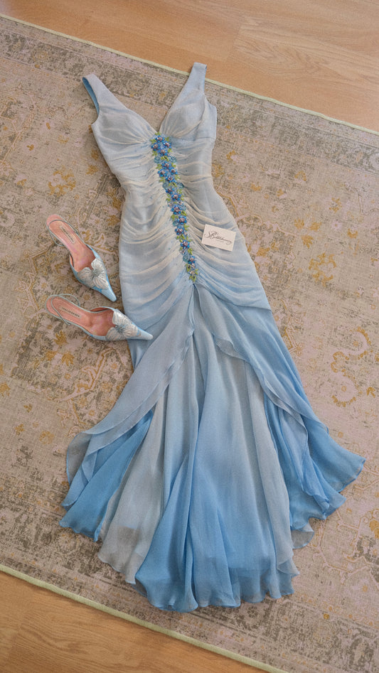 RARE Vintage Alyce flowy mermaid bustier dress (XS/S-S)