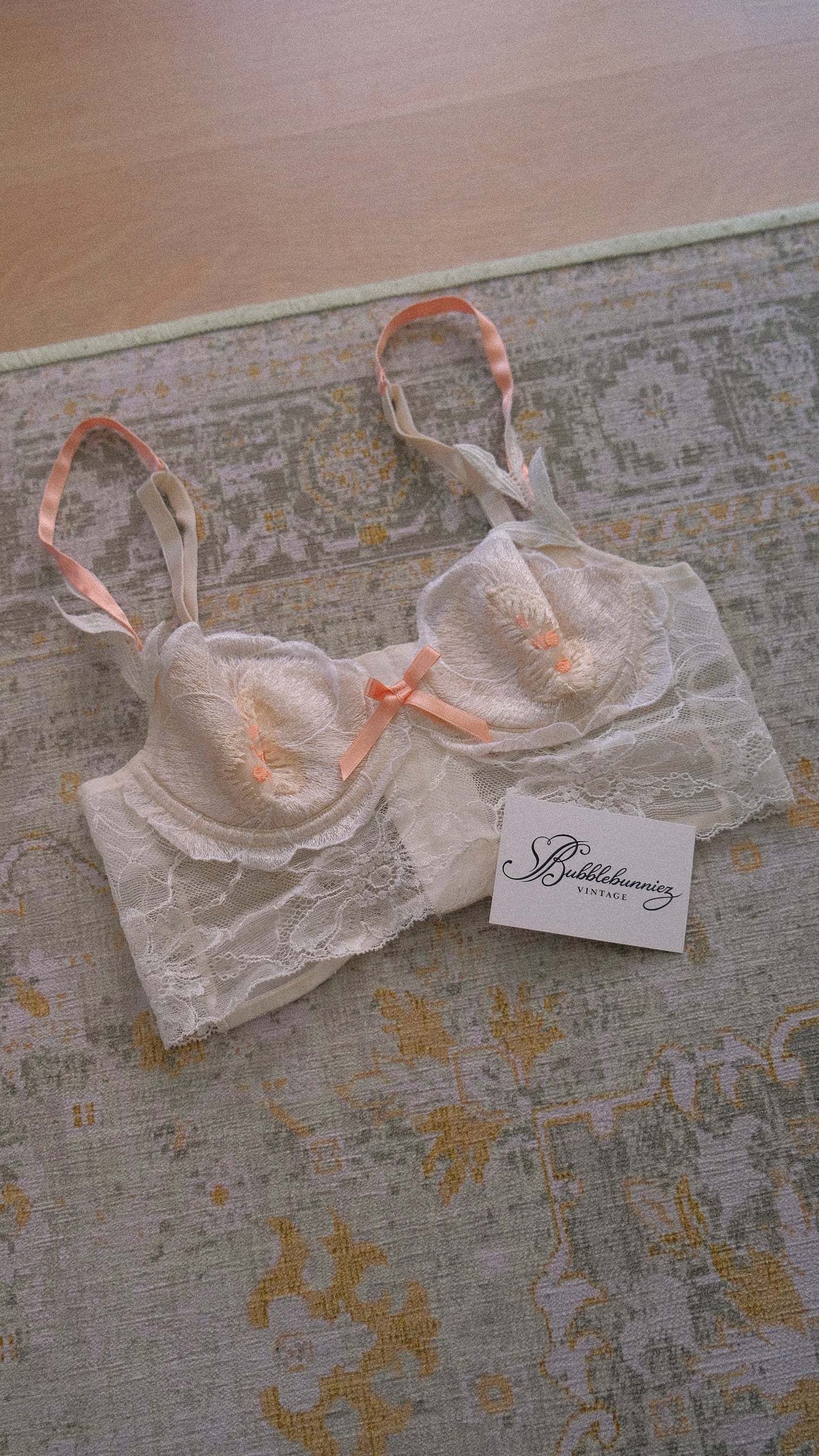 Vintage French floral cropped corset (70A/32A)