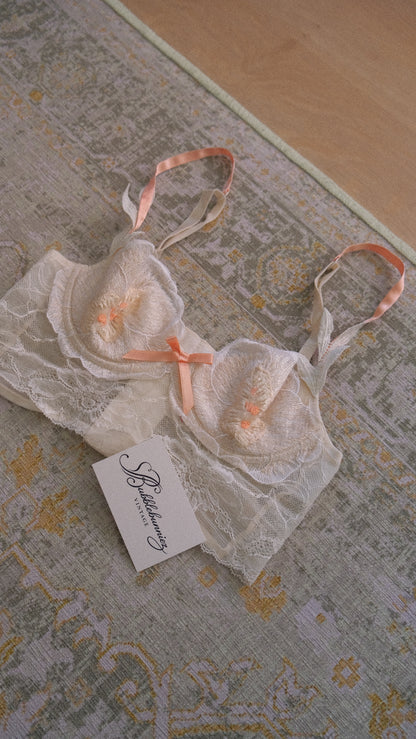 Vintage French floral cropped corset (70A/32A)