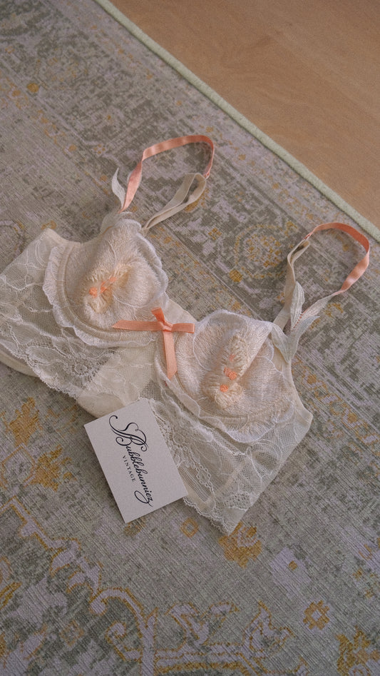Vintage French floral cropped corset (70A/32A)