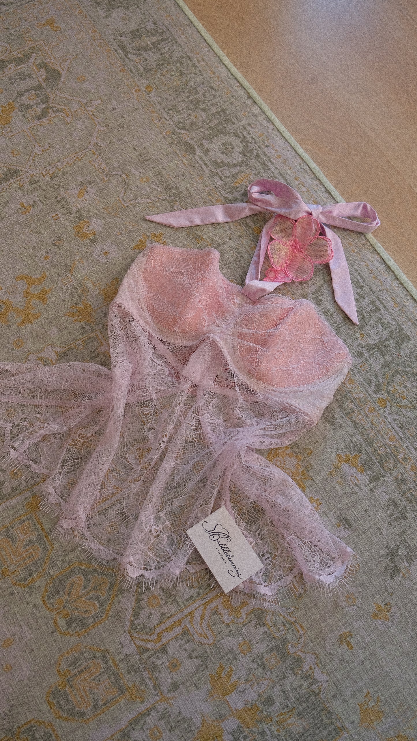 Soft pink tropical lace corset (80D/36D)