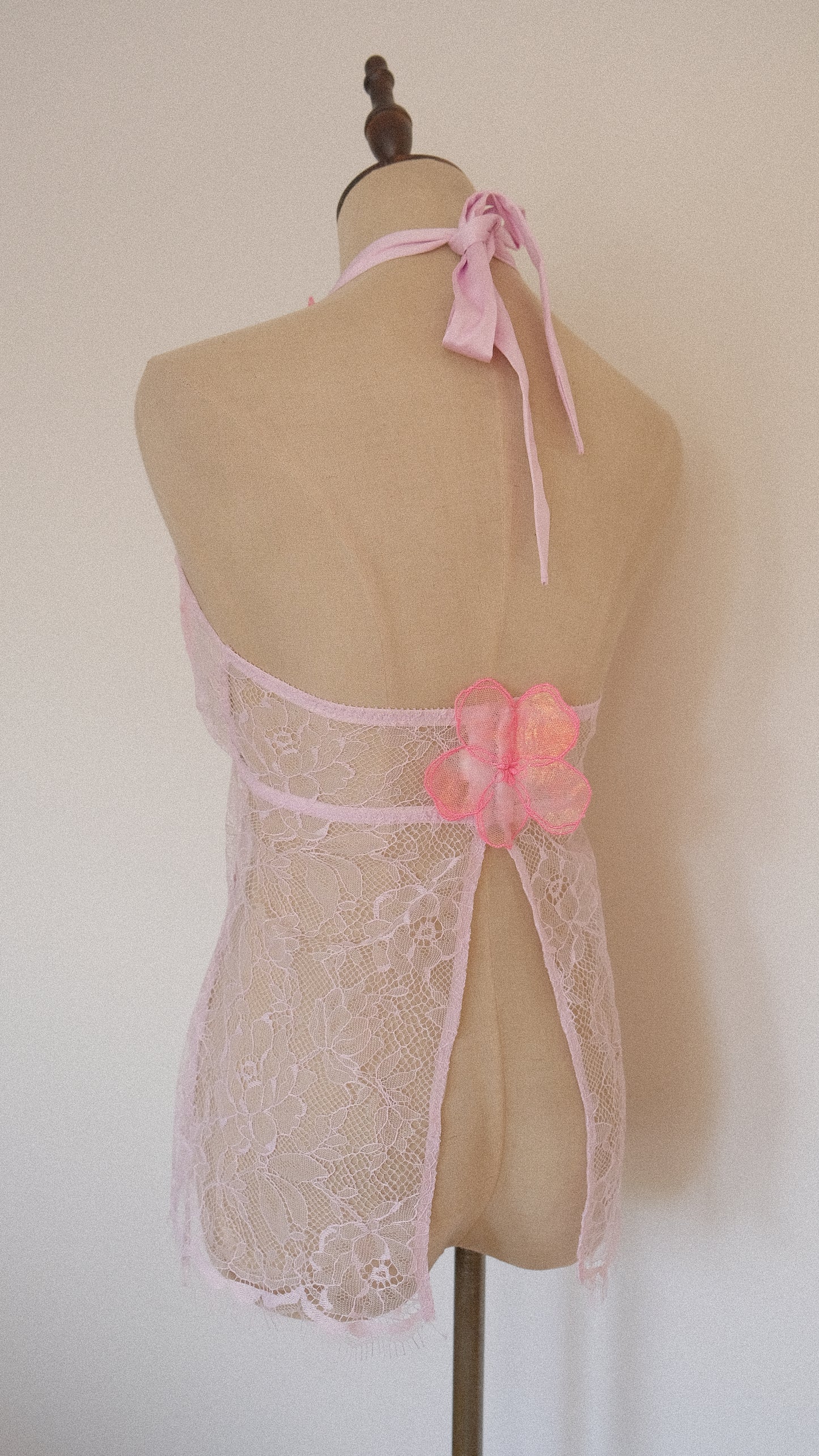 Soft pink tropical lace corset (80D/36D)