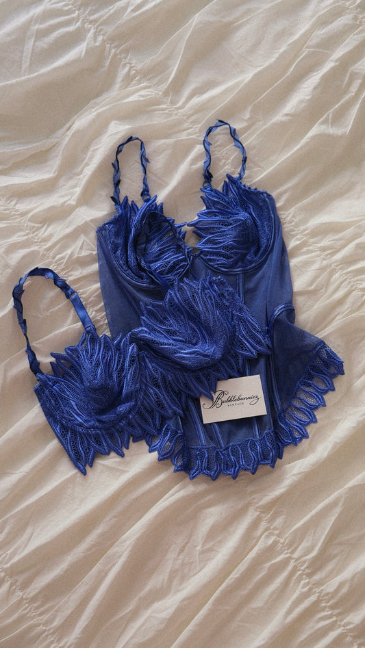 Vintage French blue swan corset (80C/36C)
