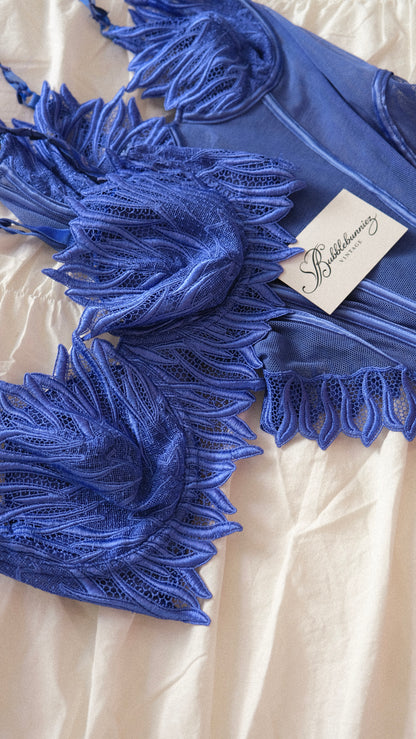 Vintage French blue swan balconette (80C/36C)