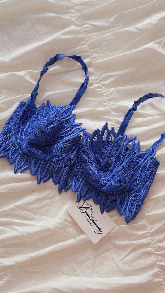 Vintage French blue swan balconette (80C/36C)