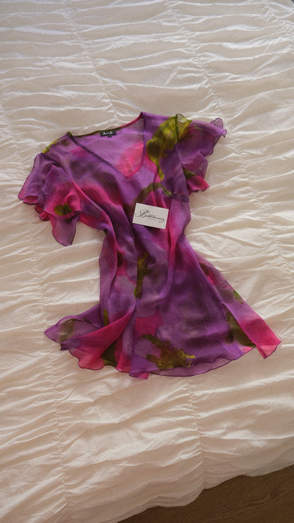 Vintage sheer purple babydoll dress (M)