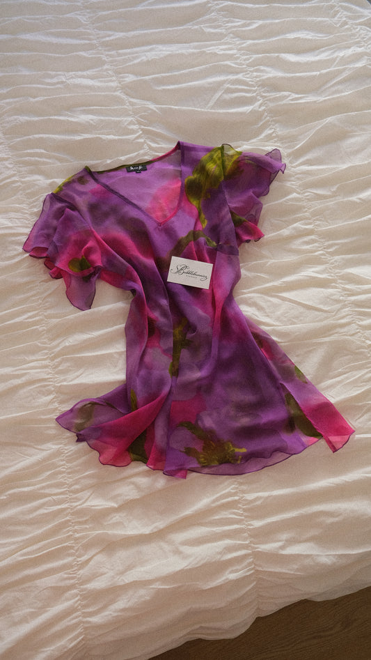 Vintage sheer purple babydoll dress (M)