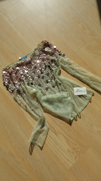 Escada mint green and rose gold mesh long sleeve (S-M)