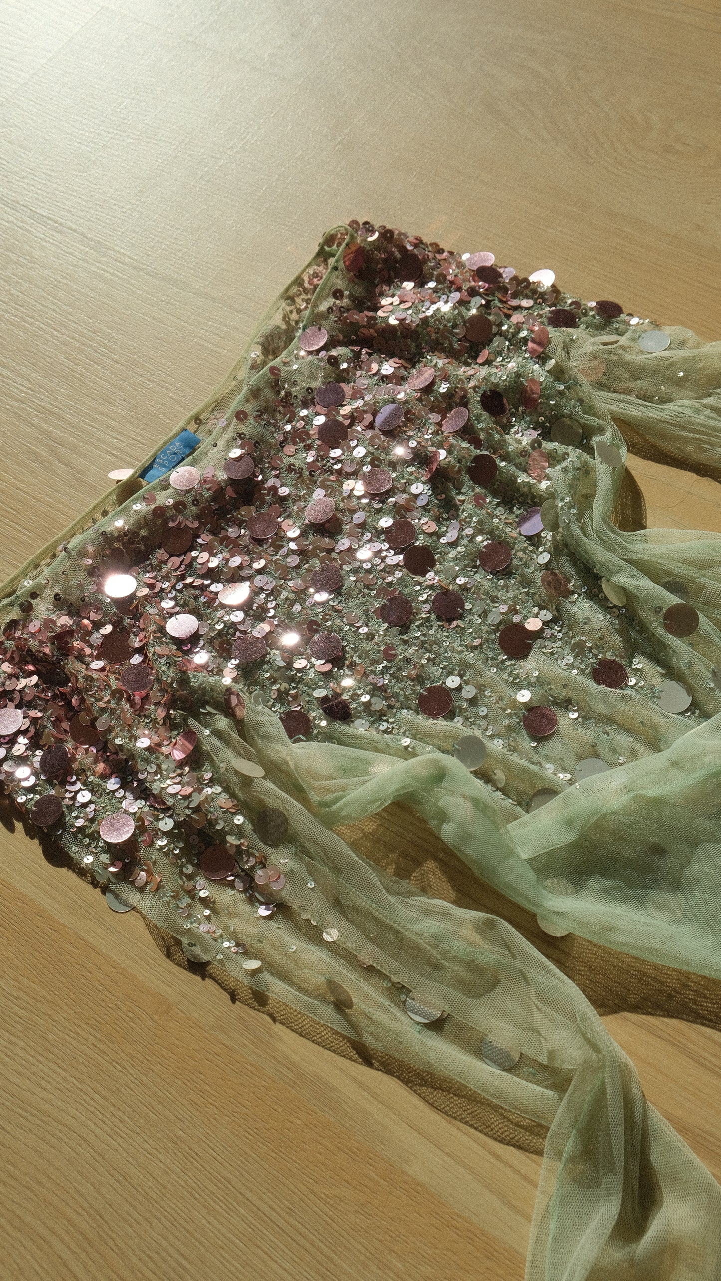 Escada mint green and rose gold mesh long sleeve (S-M)