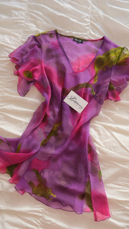 Vintage sheer purple babydoll dress (M)