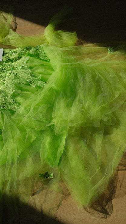 Lime green fairycore evening gown (M-L)