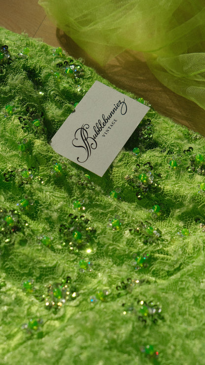 Lime green fairycore evening gown (M-L)
