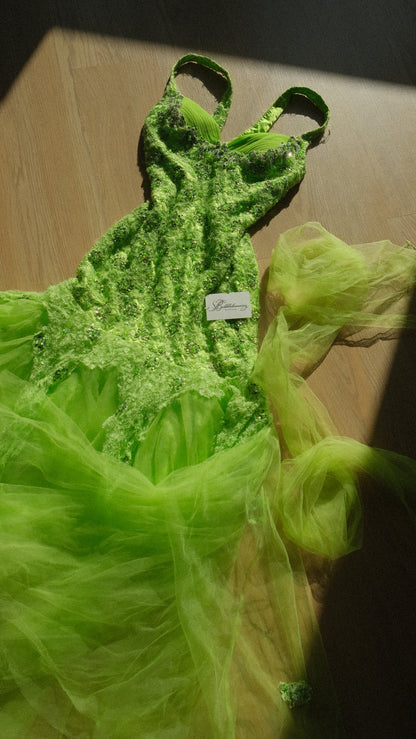 Lime green fairycore evening gown (M-L)