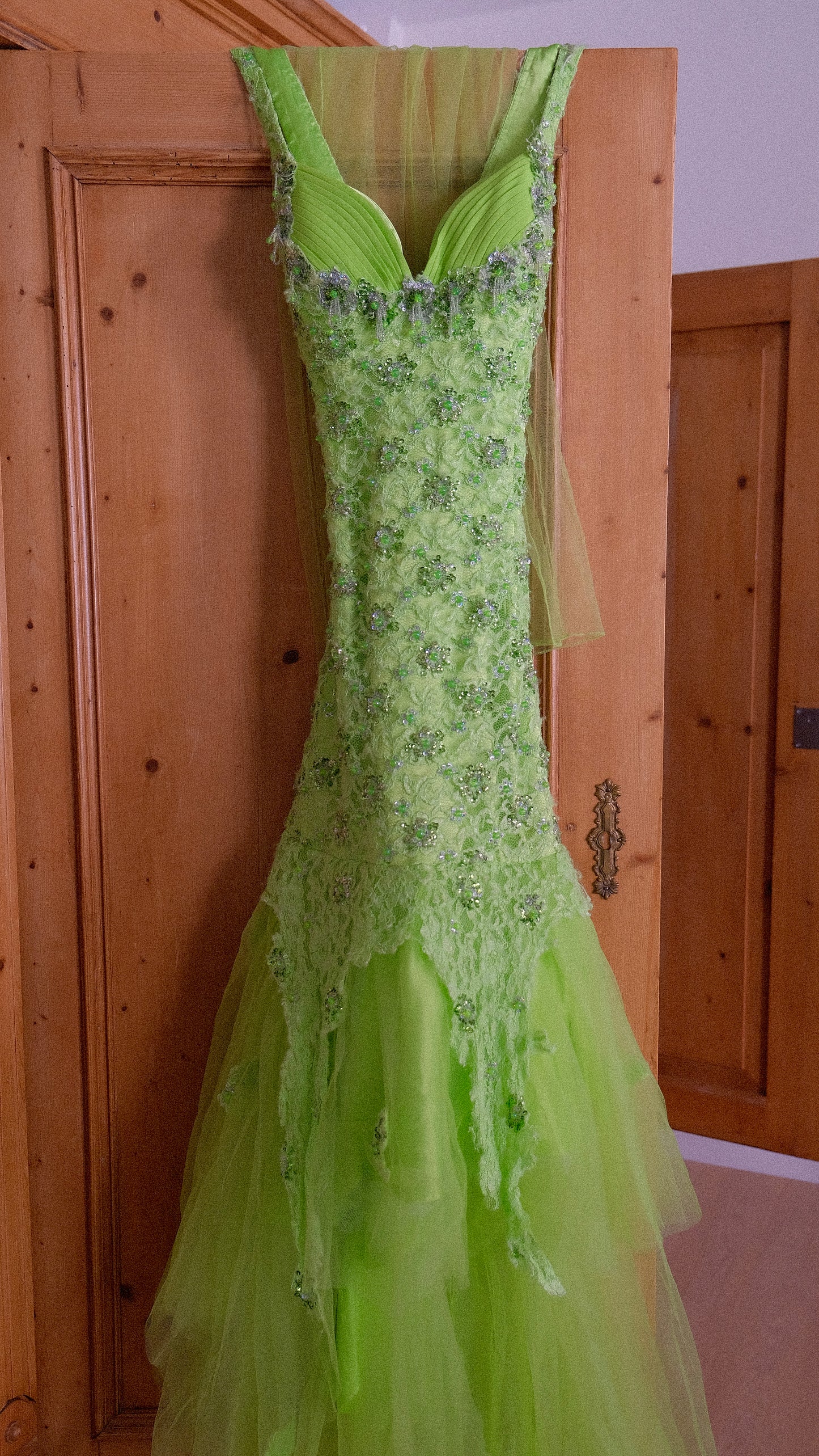 Lime green fairycore evening gown (M-L)
