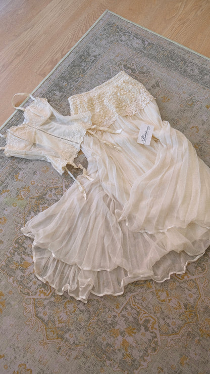 Vintage French bridal 3 piece set (S-M)