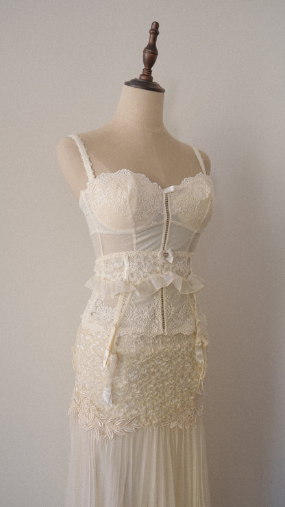 Vintage French bridal 3 piece set (S-M)