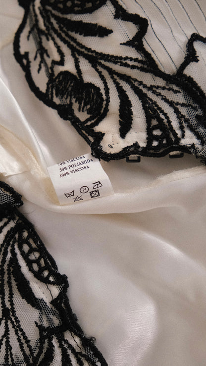 Vintage Spanish black & white butterfly 2 piece set (M)