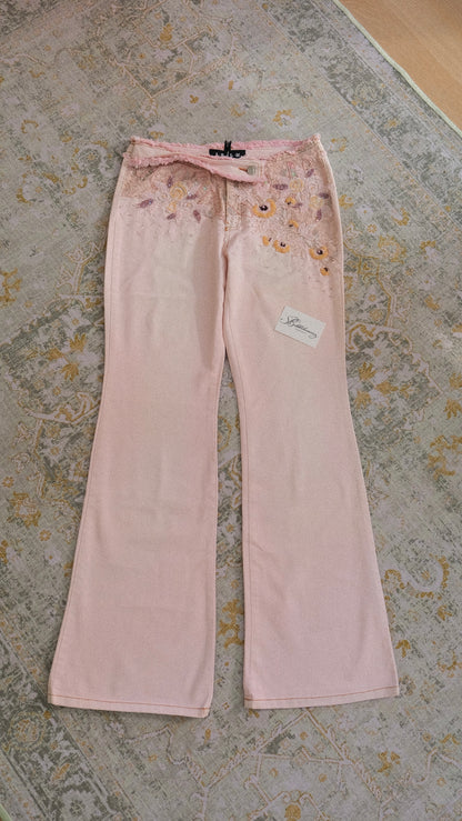 Soft pink embellished jeans (S-S/M)