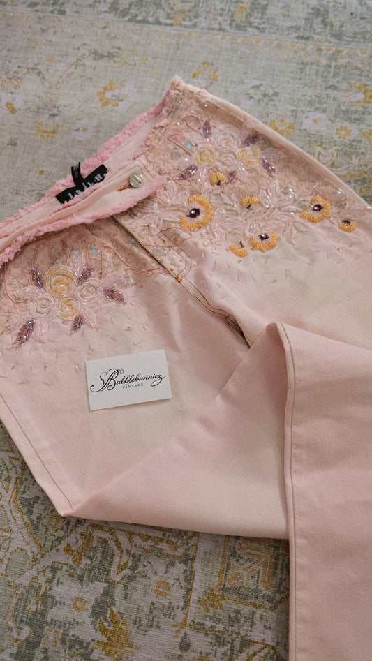 Soft pink embellished jeans (S-S/M)