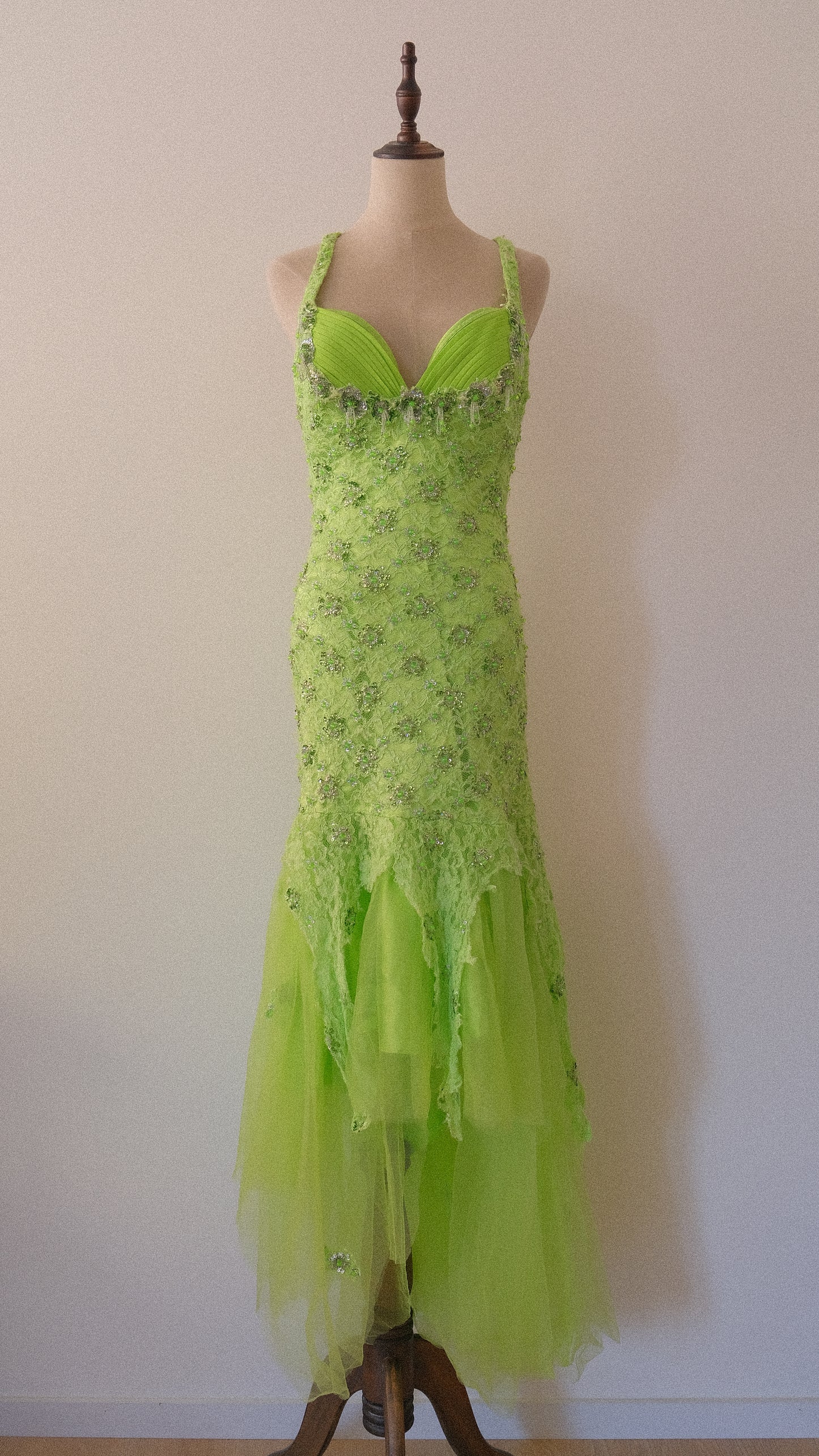 Lime green fairycore evening gown (M-L)
