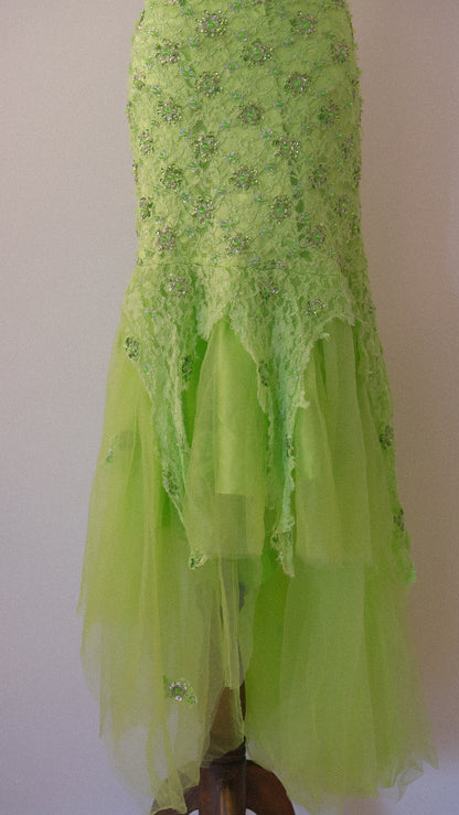 Lime green fairycore evening gown (M-L)