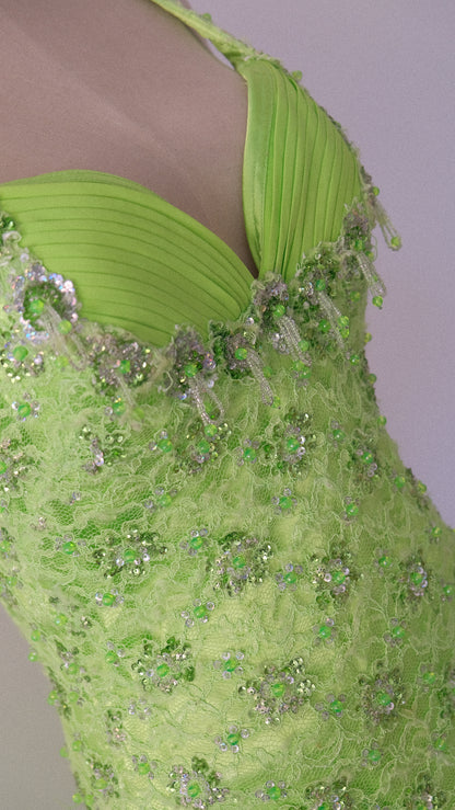 Lime green fairycore evening gown (M-L)