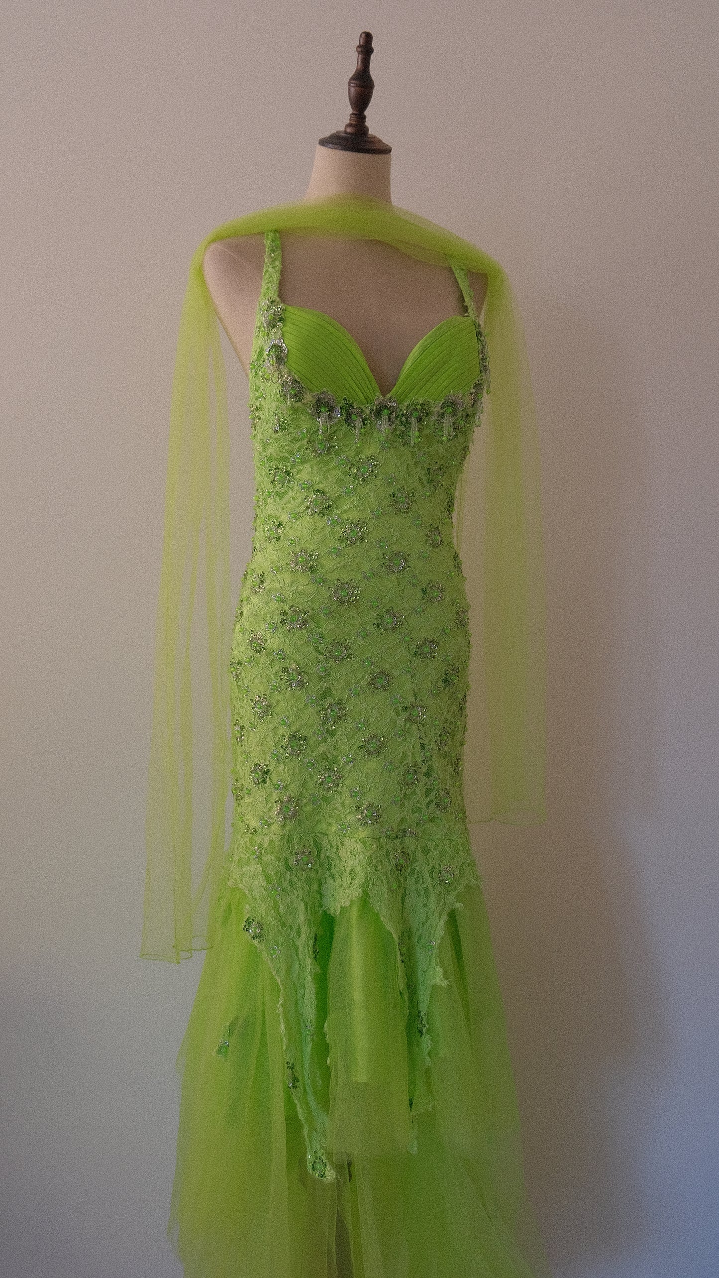 Lime green fairycore evening gown (M-L)