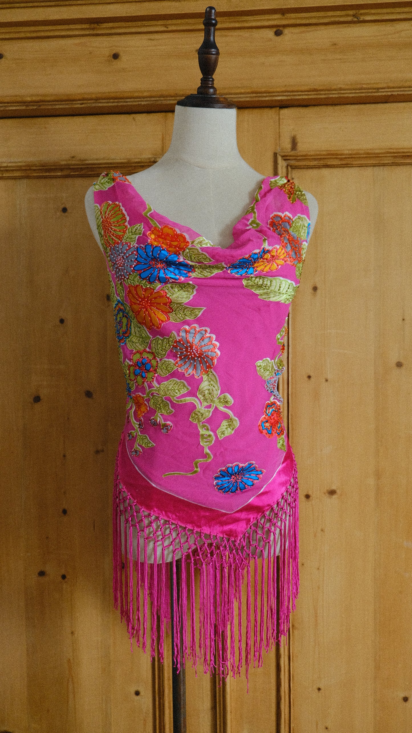 Hotpink Rene Derhy fringe top (M-L)